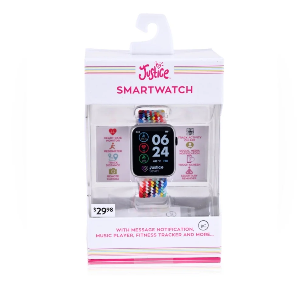 🆕Justice Unisex Child Smartwatch in Rainbow Weave One Size